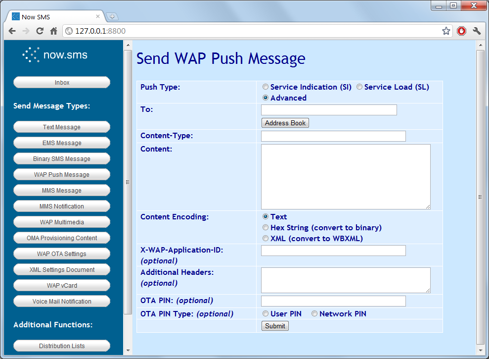 Send Wap Push Message Nowsms