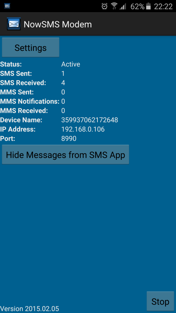 Android Modem Problems Receiving SMS with 2way commands NowSMS